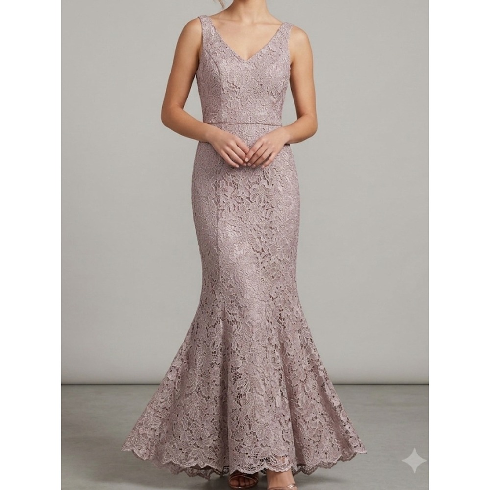JS Collection Size 4 Dusty Mauve Lace Formal Dress Mother of Bride Groom VNeck